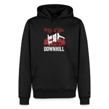 Snowboard Winter Snowboarding My Life Is Going - Männer Premium Bio Hoodie - Schwarz - Vorne - Nico (187cm)