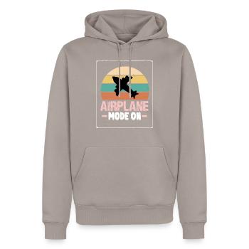 Flugzeugmodus auf T-Shirt Essential T-Shirt - Männer Premium Bio Hoodie - Taupe - Vorne - Nico (187cm)