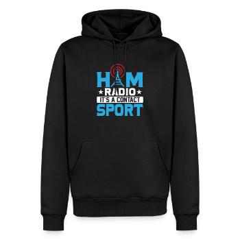 Radio amateur c’est un opérateur sportif de contact amateur - Sweat à capuche Premium bio Homme - noir - Devant - Nico (187cm)