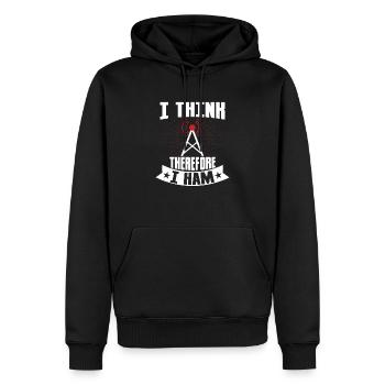 Je pense donc que je suis un opérateur radioamateur - Sweat à capuche Premium bio Homme - noir - Devant - Nico (187cm)