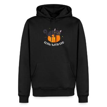 Christian Halloween Jack O Lanterne Citrouille Chat - Sweat à capuche Premium bio Homme - noir - Devant - Nico (187cm)