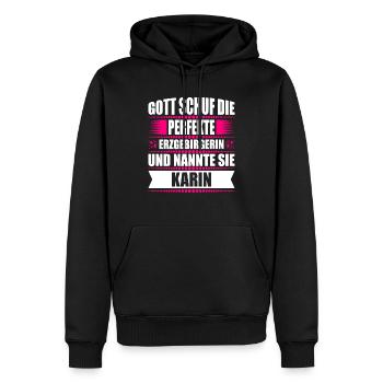 Erzgebirge Frau Namen Sachsen Karin - Männer Premium Bio Hoodie - Schwarz - Vorne - Nico (187cm)