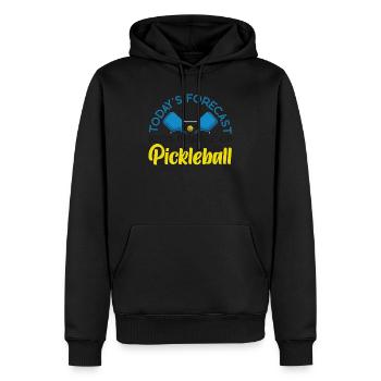 Pickleball Today's Forecast 100% - Männer Premium Bio Hoodie - Schwarz - Vorne - Nico (187cm)