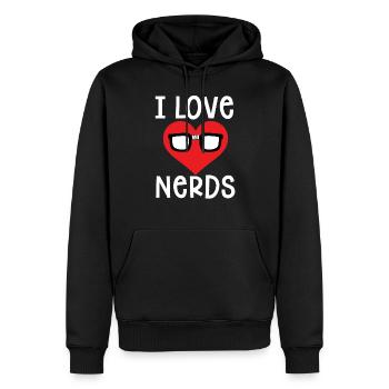 i love nerds - Men’s Premium Organic Hoodie - black - Front - Nico (187cm)