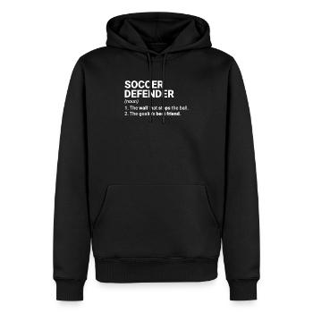 Soccer Quotes Funny Word Definition Soccer Defende - Männer Premium Bio Hoodie - Schwarz - Vorne - Nico (187cm)