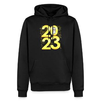 Compte à rebours 2023 Fête du Nouvel An - Nouvel An 202 - Sweat à capuche Premium bio Homme - noir - Devant - Nico (187cm)