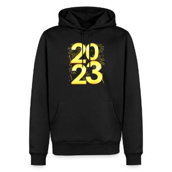 Compte à rebours du Nouvel An 2023 - Bonne année - Sweat à capuche Premium bio Homme - noir - Devant - Nico (187cm)