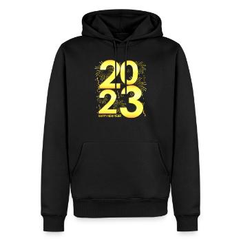 Feux d’artifice Célébration du Nouvel An - Nouvel An 2023 - Sweat à capuche Premium bio Homme - noir - Devant - Nico (187cm)