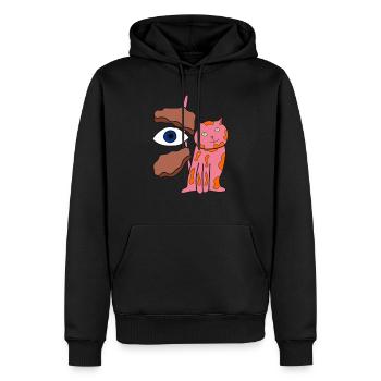 Pet Cat Making Biscuits Christmas - Men’s Premium Organic Hoodie - black - Front - Nico (187cm)