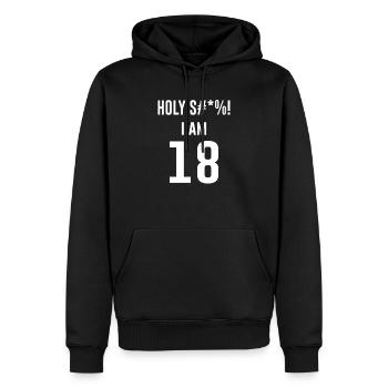 18. Geburtstag Humor Sarkasmus Geschenk - Männer Premium Bio Hoodie - Schwarz - Vorne - Nico (187cm)