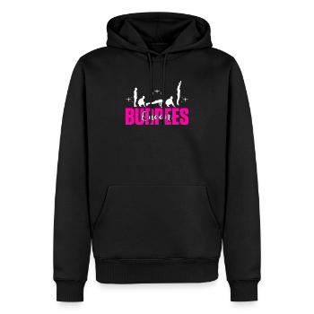 Burpees Queen Design für Aerobic-Workout - Männer Premium Bio Hoodie - Schwarz - Vorne - Nico (187cm)
