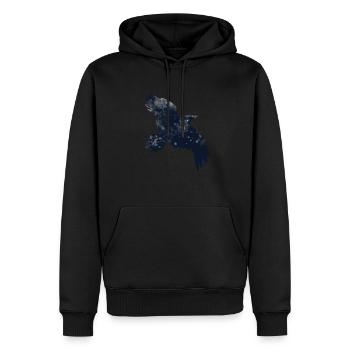 Retro Crow Flying Raven Distressed Flying Bird - Männer Premium Bio Hoodie - Schwarz - Vorne - Nico (187cm)