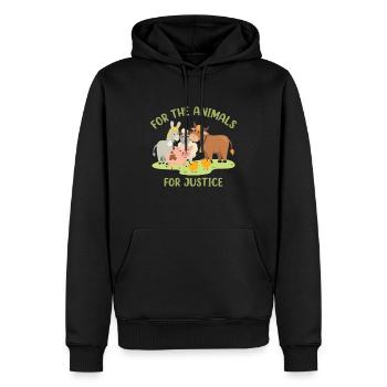 Pour les animaux, pour la justice - Sweat à capuche Premium bio Homme - noir - Devant - Nico (187cm)