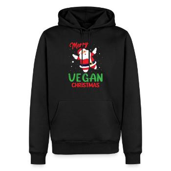 Joyeux Noël végétalien - Sweat à capuche Premium bio Homme - noir - Devant - Nico (187cm)