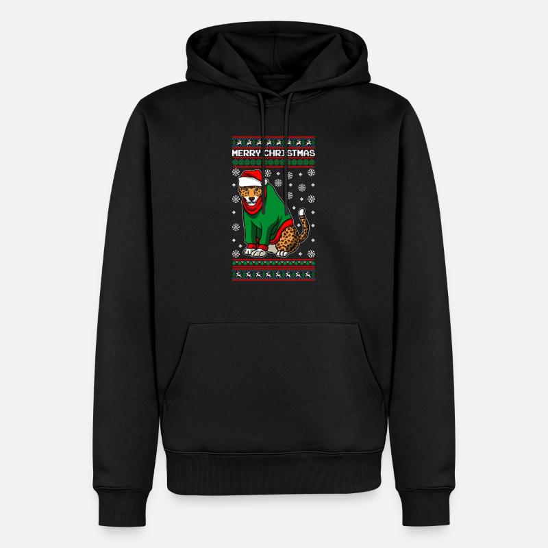 Joyeux Noël Léopard - Sweat à capuche Premium bio Homme - noir
