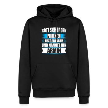 Erzgebirge Mann Namen Sachsen Armin - Männer Premium Bio Hoodie - Schwarz - Vorne - Nico (187cm)
