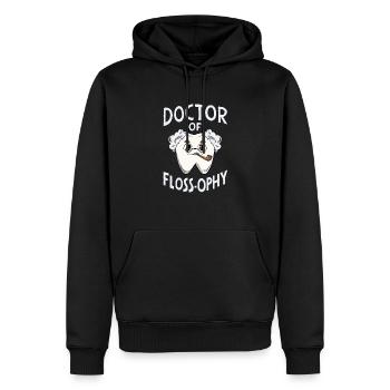 Docteur en Flossophy pour un prothésiste dentaire - Sweat à capuche Premium bio Homme - noir - Devant - Nico (187cm)
