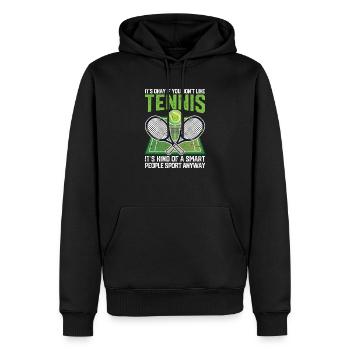 Ce n’est pas grave si vous n’aimez pas le tennis plus drôle - Sweat à capuche Premium bio Homme - noir - Devant - Nico (187cm)