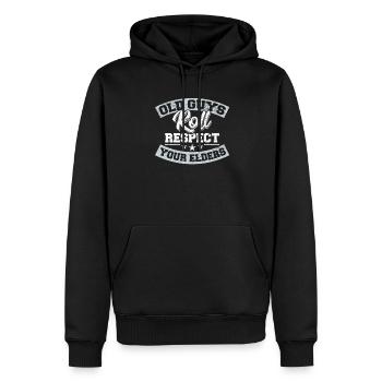 BJJ Old Guys Roll Brazilian Jiu Jitsu Training Jiu - Men’s Premium Organic Hoodie - black - Front - Nico (187cm)