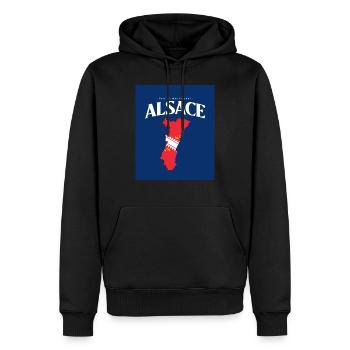 Fier de mes Racines Alsace Bleu - Sweat à capuche Premium bio Homme - noir - Devant - Nico (187cm)