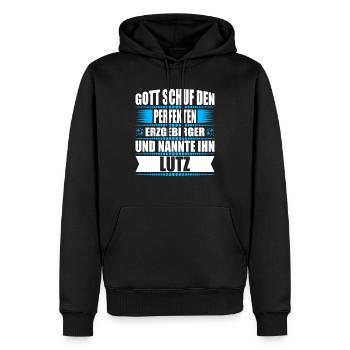 Erzgebirge Mann Namen Sachsen Lutz - Männer Premium Bio Hoodie - Schwarz - Vorne - Nico (187cm)