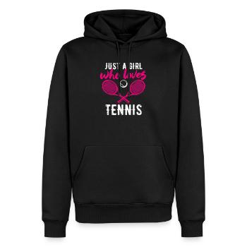 Juste une fille qui aime le tennis Joueur de sport drôle - Sweat à capuche Premium bio Homme - noir - Devant - Nico (187cm)