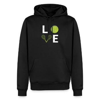 Chers fans de tennis Joueurs Entraîneurs Raquettes sportives - Sweat à capuche Premium bio Homme - noir - Devant - Nico (187cm)