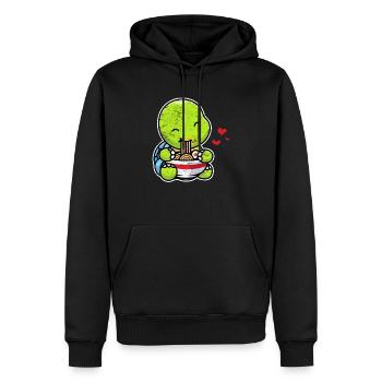 Kawaii Turtle Eating Ramen Noodles Anime Girls - Men’s Premium Organic Hoodie - black - Front - Nico (187cm)