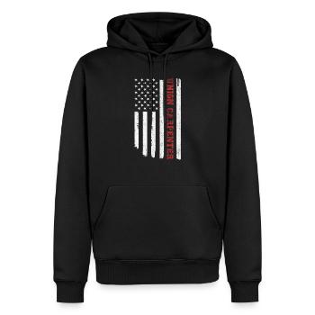 Vintage American USA Flagge Union Tischler Humor - Männer Premium Bio Hoodie - Schwarz - Vorne - Nico (187cm)