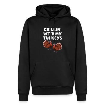 Chillin avec mes dindes - Sweat à capuche Premium bio Homme - noir - Devant - Nico (187cm)