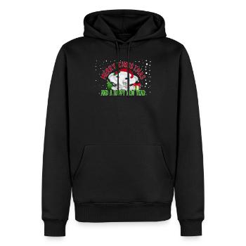 Joyeux Noël et une bonne année mignon éléphant - Sweat à capuche Premium bio Homme - noir - Devant - Nico (187cm)