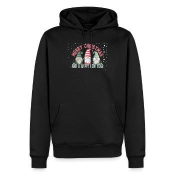 Joyeux Noël et une bonne année mignons gnomes - Sweat à capuche Premium bio Homme - noir - Devant - Nico (187cm)