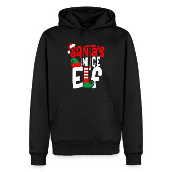 Lutin de Nice du Père Noël - Sweat à capuche Premium bio Homme - noir - Devant - Nico (187cm)