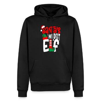 L’elfe le plus sauvage du Père Noël - Sweat à capuche Premium bio Homme - noir - Devant - Nico (187cm)