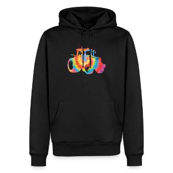 Agriculteur Tie Dye 80s 90s - Sweat à capuche Premium bio Homme - noir - Devant - Nico (187cm)