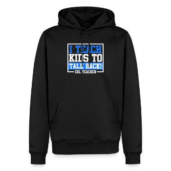Ich lehre Kinder zu widersprechen ich bin Lehrer - Männer Premium Bio Hoodie - Schwarz - Vorne - Nico (187cm)