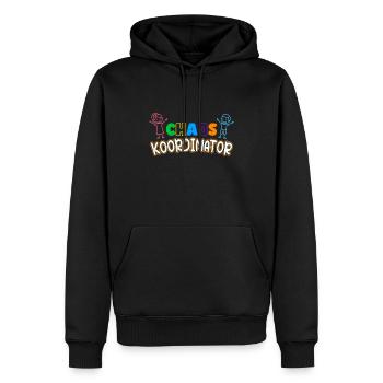 Chaos Koordinator ich arbeite im Kindergarten - Männer Premium Bio Hoodie - Schwarz - Vorne - Nico (187cm)