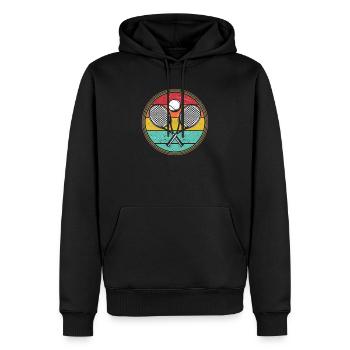 Tennisspieler Retro Sonnenuntergang Schläger Ball - Männer Premium Bio Hoodie - Schwarz - Vorne - Nico (187cm)