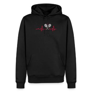 Tennis Heartbeat Sports Spieler Trainer Fans Love - Männer Premium Bio Hoodie - Schwarz - Vorne - Nico (187cm)