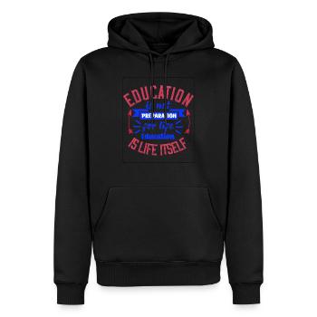 Education Is Not Preparation For Life - Men’s Premium Organic Hoodie - black - Front - Nico (187cm)