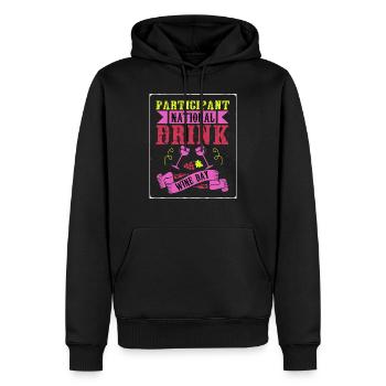 Participant National Drink Wine Day T-Shirt - Men’s Premium Organic Hoodie - black - Front - Nico (187cm)