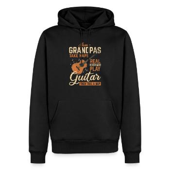 Mens Real Grandpas Jouer Guitariste Guitariste Gu - Sweat à capuche Premium bio Homme - noir - Devant - Nico (187cm)