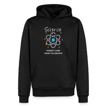 Science Doesn't Care What You Believe - Men’s Premium Organic Hoodie - black - Front - Nico (187cm)