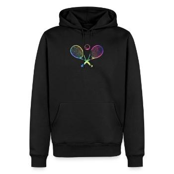 tennis raquettes croisées boule drôle sport jeux - Sweat à capuche Premium bio Homme - noir - Devant - Nico (187cm)