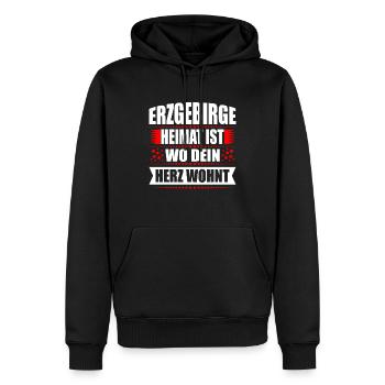 Erzgebirge Heimat Herz Wohnt Geschenk Weihnachten - Männer Premium Bio Hoodie - Schwarz - Vorne - Nico (187cm)