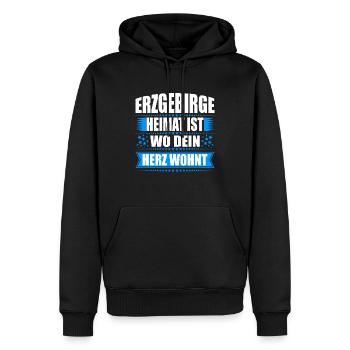 Erzgebirge Heimat Herz Wohnt Geschenk Weihnachten - Männer Premium Bio Hoodie - Schwarz - Vorne - Nico (187cm)
