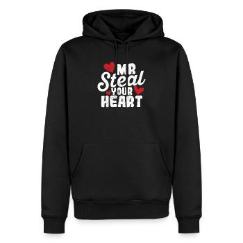 Mr. Steal Your Heart Couples de la Saint-Valentin Tout-petit - Sweat à capuche Premium bio Homme - noir - Devant - Nico (187cm)