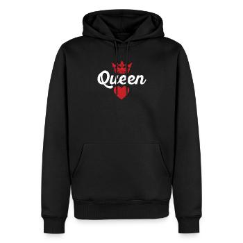 Reine Rouge Coeur Couronne Silhouette Couples Homme - Sweat à capuche Premium bio Homme - noir - Devant - Nico (187cm)