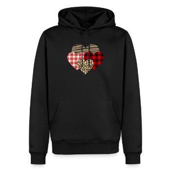 Herzen Leopard Plaid Büffel Herz Liebe Valentin - Männer Premium Bio Hoodie - Schwarz - Vorne - Nico (187cm)