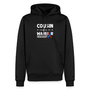 Cousin d’un guerrier, ruban rouge et bleu HLHS - Sweat à capuche Premium bio Homme - noir - Devant - Nico (187cm)